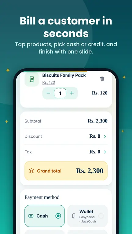 New sale screen