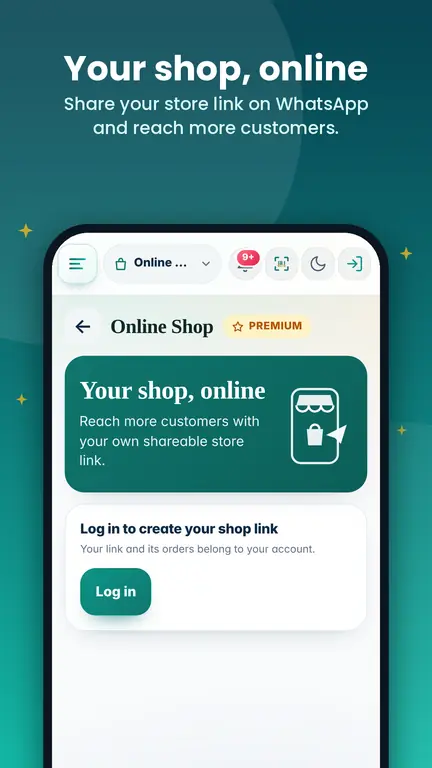 Online shop screen